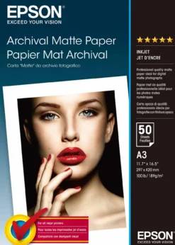 Papier<Epson Archival Matte Paper, DIN A3, 189g/m2, 50 Sheets