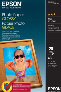 Papier<Epson A3 Glossy Photo Paper 200gsm, 20 sheets