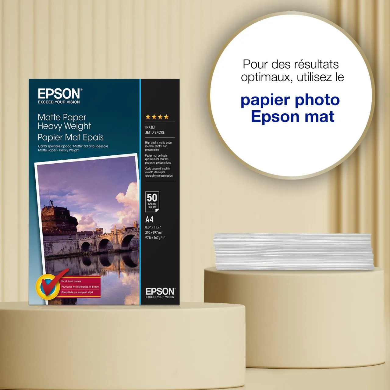 Papier<Epson A4 Matte Paper 167gsm, 50 sheets