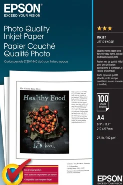 Papier<Epson A4 Photo Quality Inkjet Paper 102gsm, 100 sheets