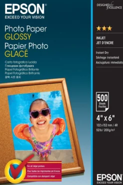 Papier<Epson Glossy Photo Paper (100 x 150mm), 200gsm, 500 sheets