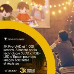Projecteurs|Dernières Offres<Epson Lifestudio Flex Plus EF-72, Projecteur Smart TV Portable 4K PRO-UHD, 3LCD x RGB-LED, Sound by Bose, Google TV, Écran 150
