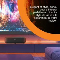 Projecteurs|Dernières Offres<Epson  Lifestudio Grand EH-LS670B Noir métallisé, Projecteur laser intelligent à ultracourte focale, 4K PRO UHD, Sound by Bose, Google TV, taille d’image jusqu’à 120 pouces (305 cm), garantie de cinq ans*