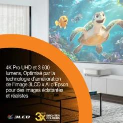 Projecteurs|Dernières Offres<Epson  Lifestudio Grand EH-LS670W diamant blanc, Projecteur laser intelligent à ultracourte focale, 4K PRO UHD, Sound by Bose, Google TV, taille d’image jusqu’à 120 pouces (305 cm), garantie de cinq ans*