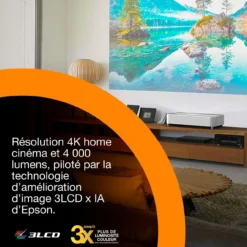 Projecteurs|Dernières Offres<Epson Lifestudio Grand Plus EH-LS970W, Blanc diamant, projecteur laser intelligent à ultracourte focale, résolution home cinéma 4K réelle, Sound by Bose, Google TV
