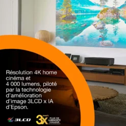 Projecteurs|Dernières Offres<Epson Lifestudio Grand Plus EH-LS970B, noir métallique, projecteur laser intelligent à ultracourte focale, résolution home cinéma 4K, Sound by Bose, Google TV