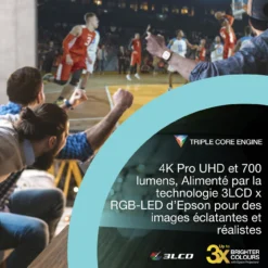 Projecteurs<Epson Lifestudio Pop Plus EF-62B, Projecteur portable qualitatif, Sound by Bose, Google TV, 4K Pro UHD, Utilisation en intérieur/extérieur, Garantie de 5 ans*