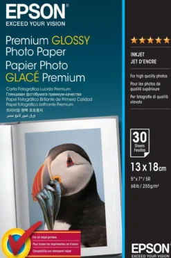 Papier<Epson Premium Glossy Photo Paper (130 x 180mm), 255gsm, 30 sheets