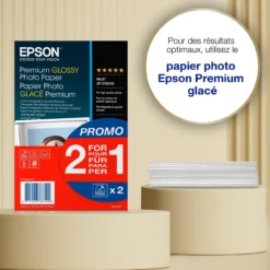 Papier<Epson Premium Glossy Photo Paper (100 x 150mm), 255gsm, 80 sheets