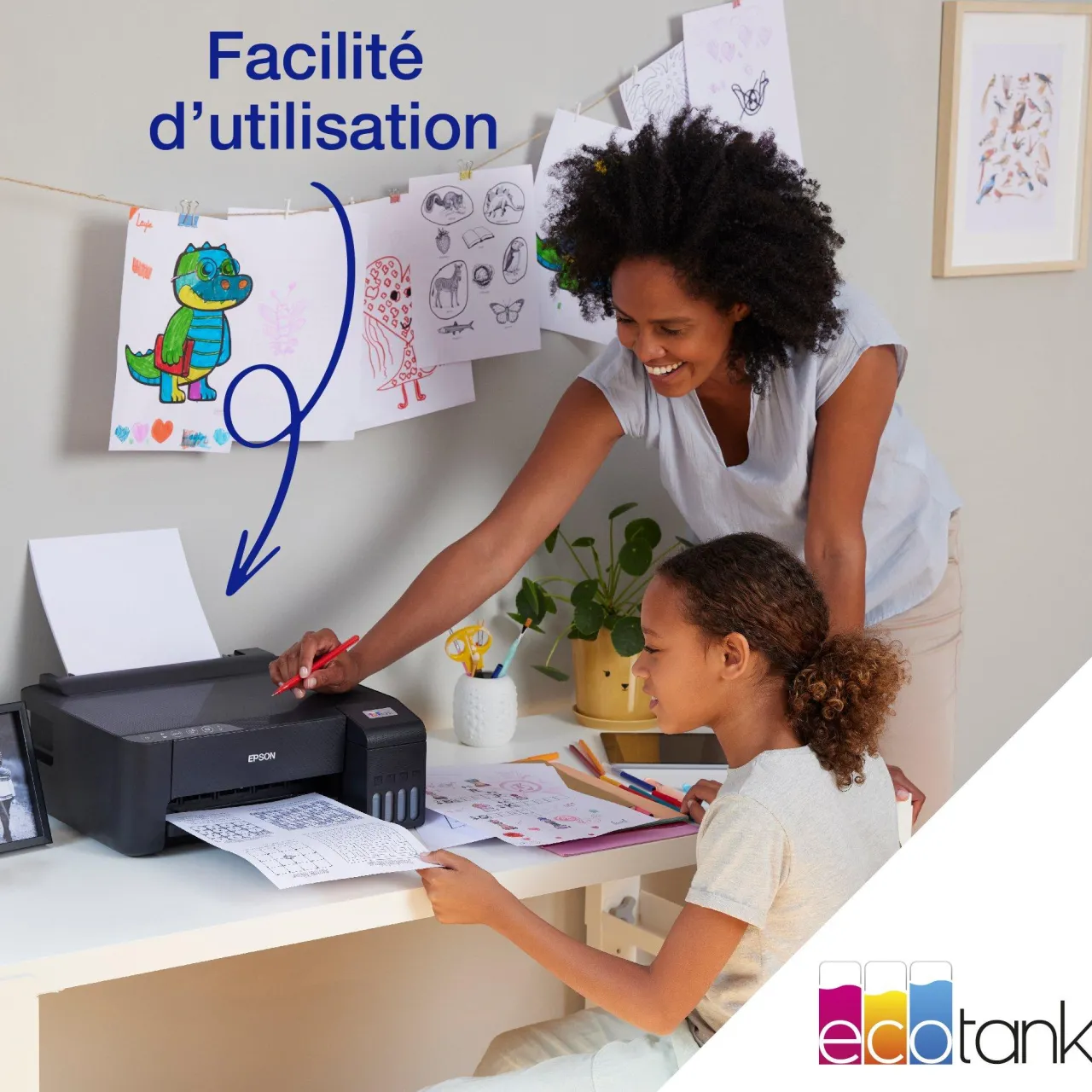 Imprimantes<Epson Imprimante A4 Wi-Fi EcoTank ET-1810 équipée de réservoirs d’encre, avec jusqu’à 3 ans d’encre inclus