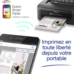 Imprimantes<Epson Imprimante Jet d’Encre A4 WorkForce WF-2110W avec connexion Wi-Fi et Ethernet