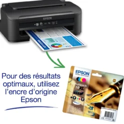 Imprimantes<Epson Imprimante Jet d’Encre A4 WorkForce WF-2110W avec connexion Wi-Fi et Ethernet