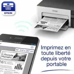 Imprimantes<Epson Imprimante monochrome A4 EcoTank ET-M1120 avec réservoir d’encre et Wi-Fi