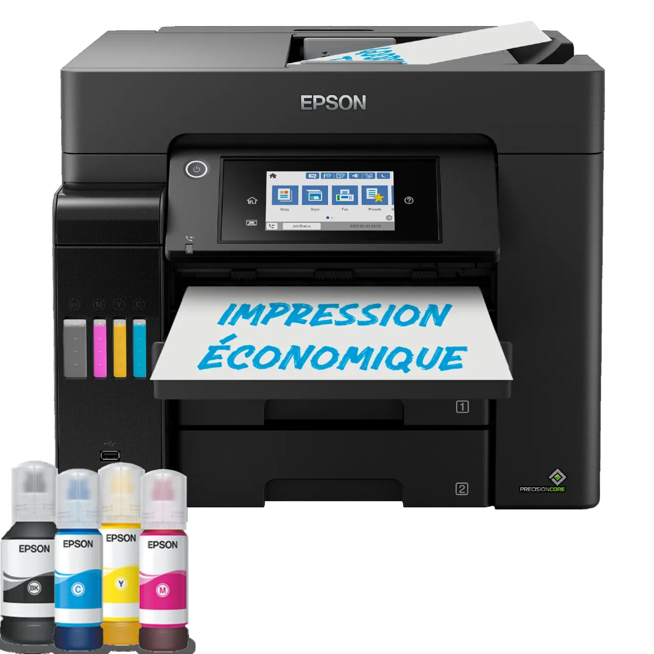 Imprimantes<Epson Imprimante multifonction A4 EcoTank ET-5850 avec Wi-Fi, réservoirs d’encre et fax