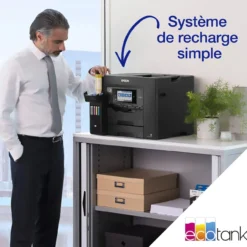 Imprimantes<Epson Imprimante multifonction A4 EcoTank ET-5850 avec Wi-Fi, réservoirs d’encre et fax
