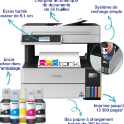 Imprimantes<Epson Imprimante multifonction A4 EcoTank ET-5150 avec réservoir d’encre et Wi-Fi