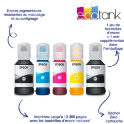 Imprimantes<Epson Imprimante multifonction A4 EcoTank ET-5170 avec Wi-Fi, réservoirs d’encre et fax