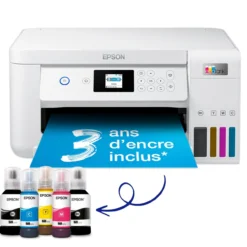 Imprimantes<Epson Imprimante multifonction A4 Wi-Fi EcoTank ET-2856 équipée de réservoirs d’encre, avec jusqu’à 3 ans d’encre inclus