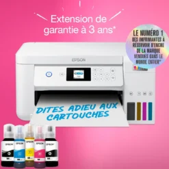 Imprimantes<Epson Imprimante multifonction A4 Wi-Fi EcoTank ET-2856 équipée de réservoirs d’encre, avec jusqu’à 3 ans d’encre inclus