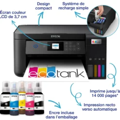 Imprimantes<Epson Imprimante multifonction A4 Wi-Fi EcoTank ET-2851 équipée de réservoirs d’encre, avec jusqu’à 3 ans d’encre inclus
