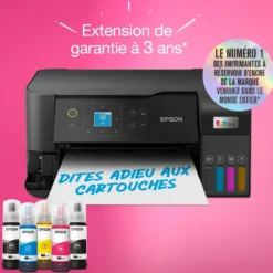 Imprimantes<Epson Imprimante multifonction A4 Wi-Fi EcoTank ET-2840 équipée de réservoirs d’encre, avec jusqu’à 3 ans d’encre inclus