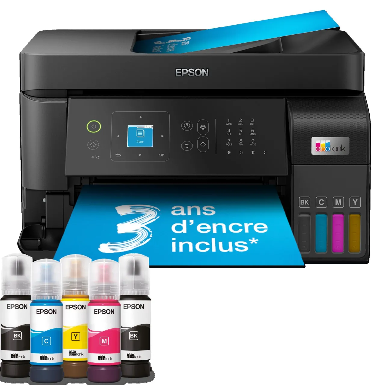 Imprimantes<Epson Imprimante multifonction A4 Wi-Fi EcoTank ET-4810 équipée de réservoirs d’encre, avec jusqu’à 3 ans d’encre inclus
