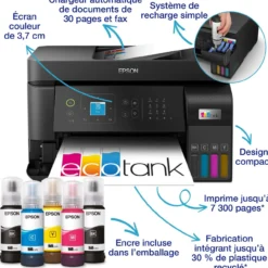 Imprimantes<Epson Imprimante multifonction A4 Wi-Fi EcoTank ET-4810 équipée de réservoirs d’encre, avec jusqu’à 3 ans d’encre inclus