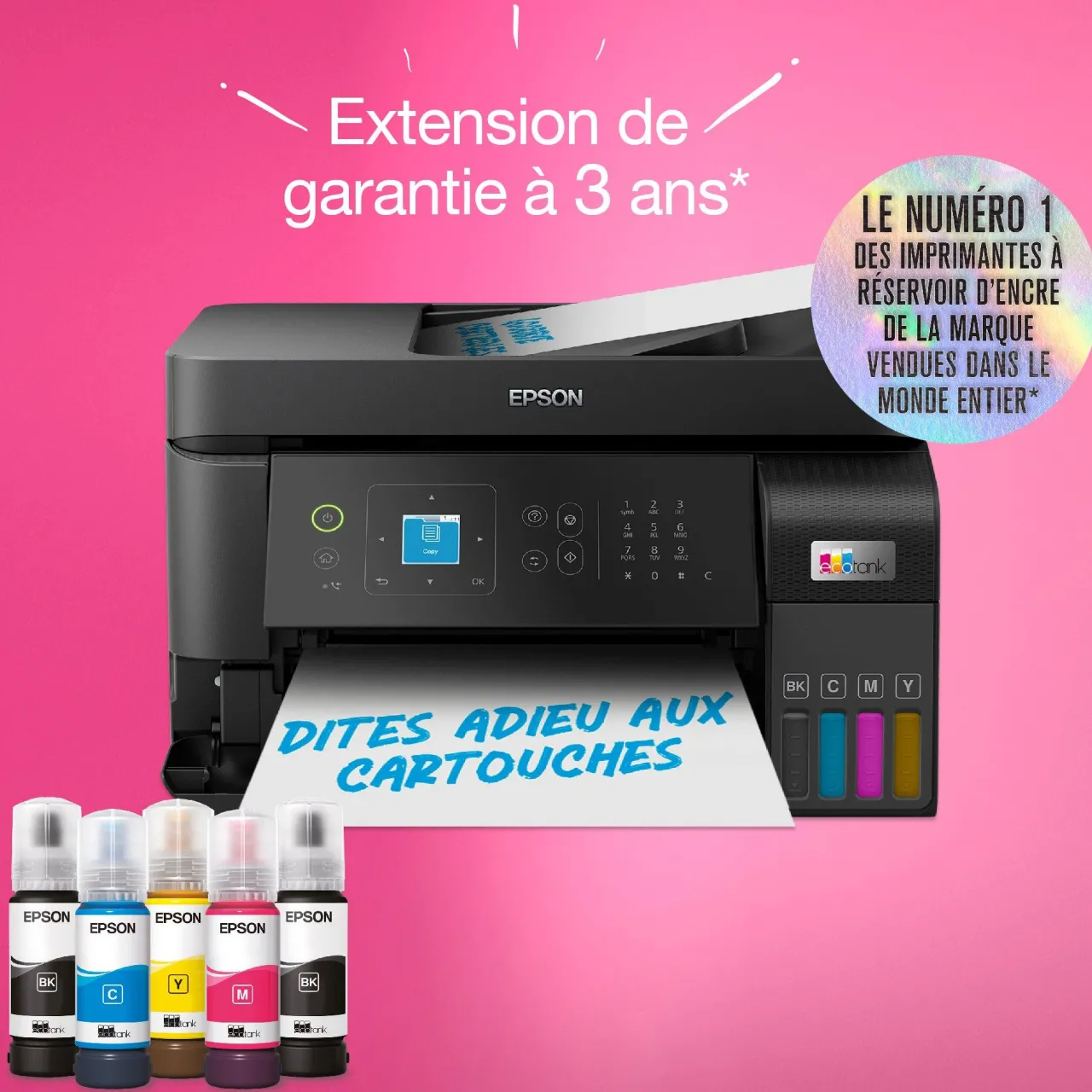 Imprimantes<Epson Imprimante multifonction A4 Wi-Fi EcoTank ET-4810 équipée de réservoirs d’encre, avec jusqu’à 3 ans d’encre inclus
