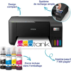 Imprimantes<Epson Imprimante multifonction A4 Wi-Fi EcoTank ET-2865 équipée de réservoirs d’encre, avec jusqu’à 3 ans d’encre inclus