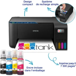 Imprimantes<Epson Imprimante multifonction A4 Wi-Fi EcoTank ET-2861 équipée de réservoirs d’encre, avec jusqu’à 3 ans d’encre inclus
