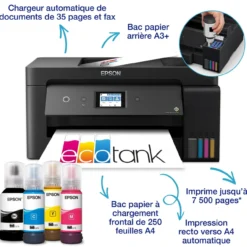 Imprimantes<Epson Imprimante multifonction A3+ Wi-Fi EcoTank ET-15000 équipée de réservoirs d’encre, avec jusqu’à 3 ans d’encre inclus