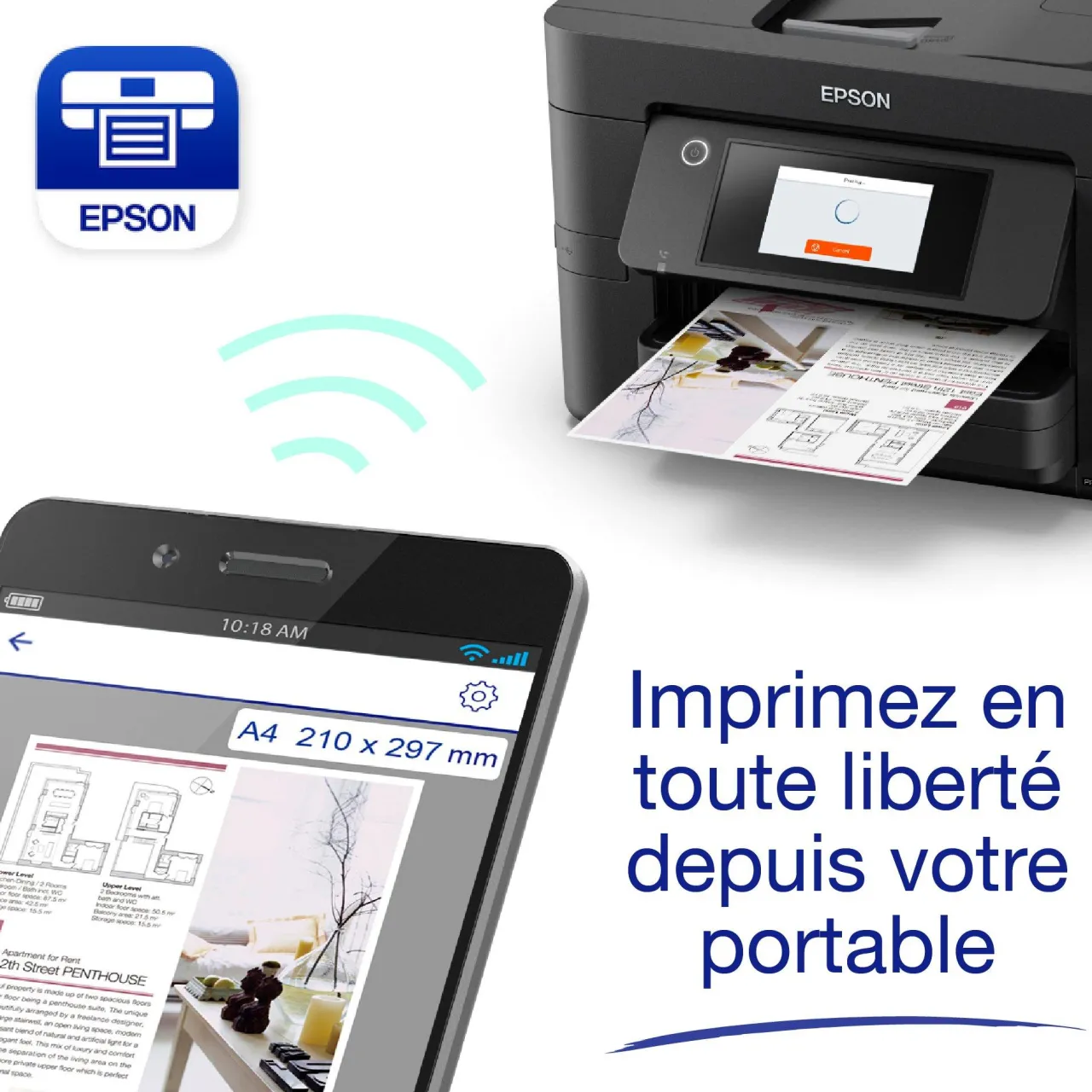 Imprimantes<Epson Imprimante multifonction Jet d’Encre A4 WorkForce Pro WF-4820DWF