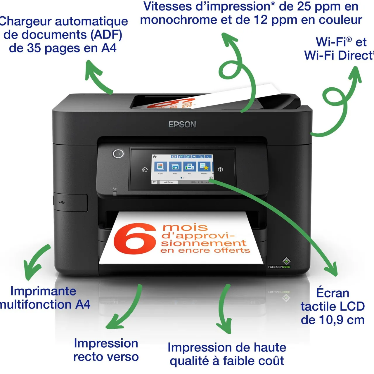 Imprimantes<Epson Imprimante multifonction Jet d’Encre A4 WorkForce Pro WF-4820DWF