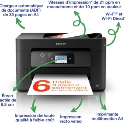 Imprimantes<Epson Imprimante multifonction Jet d’Encre A4 WorkForce Pro WF-3825DWF