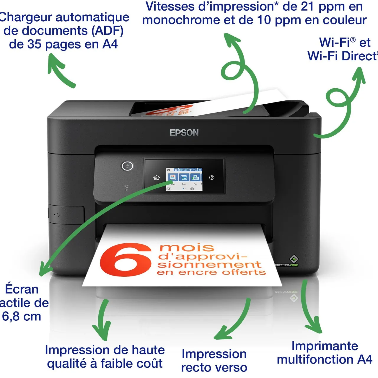 Imprimantes<Epson Imprimante multifonction Jet d’Encre A4 WorkForce Pro WF-3825DWF