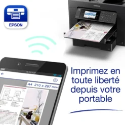 Imprimantes<Epson Imprimante multifonction Jet d’Encre A3+ WorkForce WF-7840DTWF et 3 mois d’approvisionnement en encre offerts avec l’abonnement ReadyPrint*