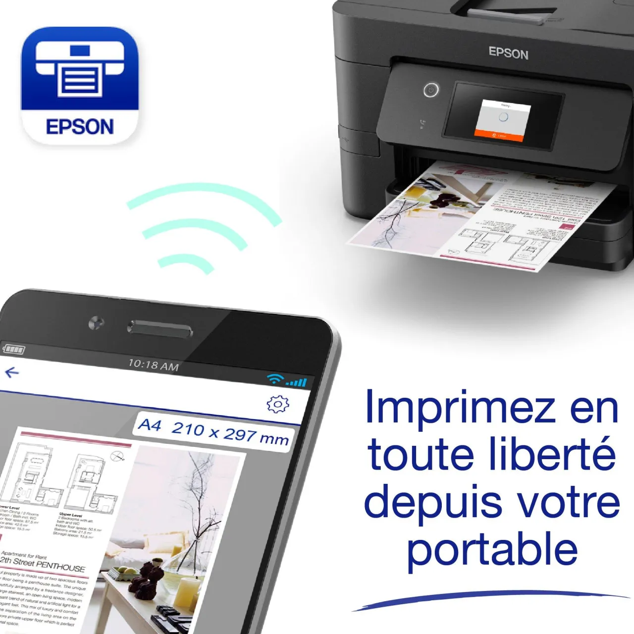 Imprimantes<Epson Imprimante multifonction Jet d’Encre A4 WorkForce Pro WF-3820DWF