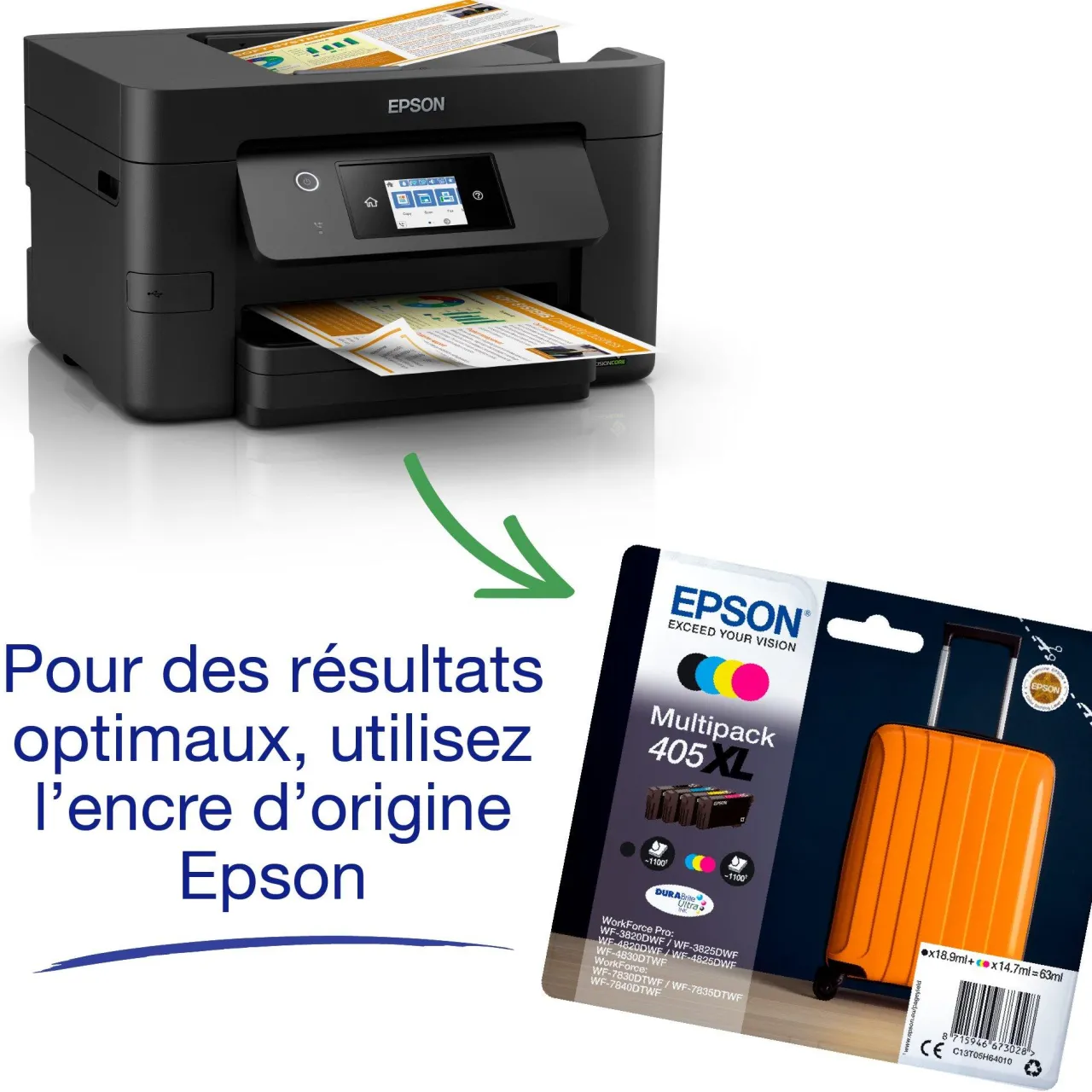 Imprimantes<Epson Imprimante multifonction Jet d’Encre A4 WorkForce Pro WF-3820DWF