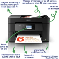 Imprimantes<Epson Imprimante multifonction Jet d’Encre A4 WorkForce Pro WF-3820DWF