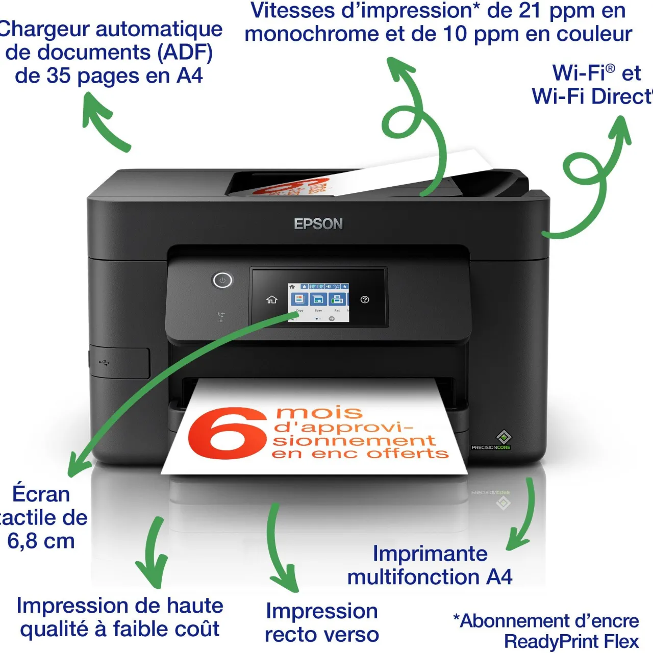 Imprimantes<Epson Imprimante multifonction Jet d’Encre A4 WorkForce Pro WF-3820DWF