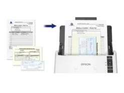 Scanners<Epson Le scanner recto verso automatique WorkForce DS-530III permet de numériser rapidement les documents professionnels