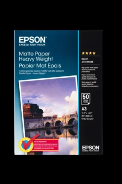 Papier<Epson Matte Paper Heavy Weight, DIN A3, 167g/m2, 50 Sheets