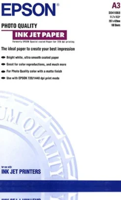 Papier<Epson Photo Quality Ink Jet Paper, DIN A3, 102g/m2, 100 Sheets