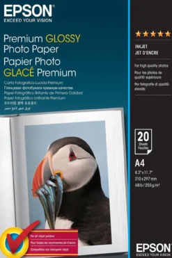 Papier<Epson Premium Glossy Photo Paper, DIN A4, 255g/m2, 20 Sheets
