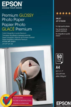 Papier<Epson Premium Glossy Photo Paper, DIN A4, 255g/m2, 50 Sheets