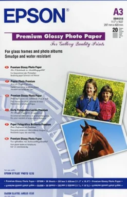 Papier<Epson Premium Glossy Photo Paper, DIN A3, 255g/m2, 20 Sheets