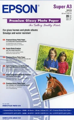 Papier<Epson Premium Glossy Photo Paper, DIN A3+, 255g/m2, 20 Sheets