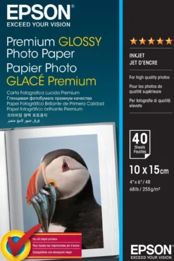 Papier<Epson Premium Glossy Photo Paper, 100 x 150 mm, 255g/m2, 40 Sheets