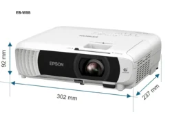 Projecteurs<Epson Projecteur à lampe WXGA EB-W55, Wi-Fi intégré, 2 ports HDMI, 4 000 lumens, grande taille d’image jusqu’à 320 pouces (8,13 m)
