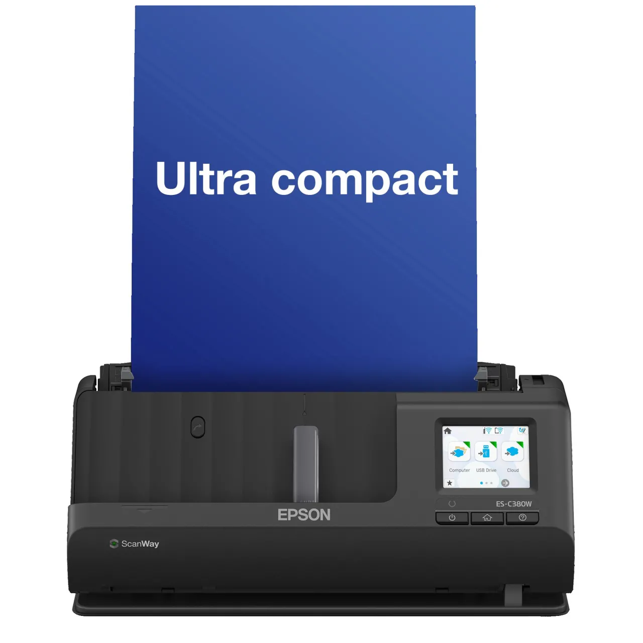 Scanners<Epson Scanner de documents A4 compact ES-C380W avec connexion Wi-Fi et chemin de numérisation en « U »